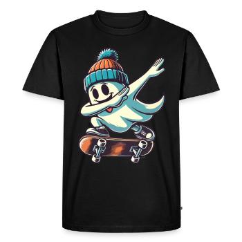 Skateboarding Dabbing Ghost Skateboard Dab - Men's Premium Organic T-Shirt - black - Front - Nico (187cm)