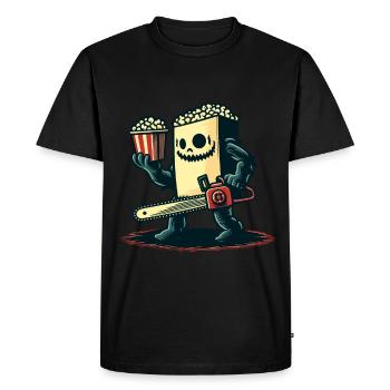 Scary Psycho Popcorn for scary movies - Men's Premium Organic T-Shirt - black - Front - Nico (187cm)