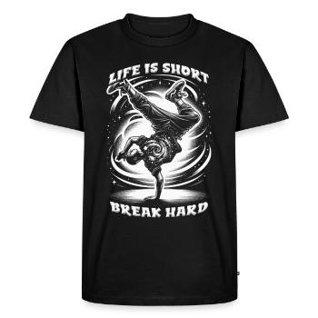 Breakdance B-boy La vie est courte pause dure - T-shirt Premium bio Homme - noir - Devant - Nico (187cm)