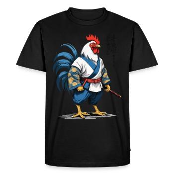 Coq Yokai Vaporwave Esthétique Samouraï Art - T-shirt Premium bio Homme - noir - Devant - Nico (187cm)