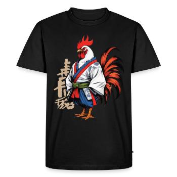 Coq Yokai Vaporwave Esthétique Samouraï Art - T-shirt Premium bio Homme - noir - Devant - Nico (187cm)