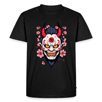 Oni Demon Mask Samurai Aesthetic Yokai - Men's Premium Organic T-Shirt - black - Front - Nico (187cm)