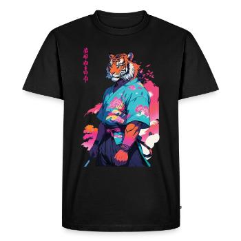 Tiger Yokai Vaporwave Aesthetic Samurai Art - Men's Premium Organic T-Shirt - black - Front - Nico (187cm)