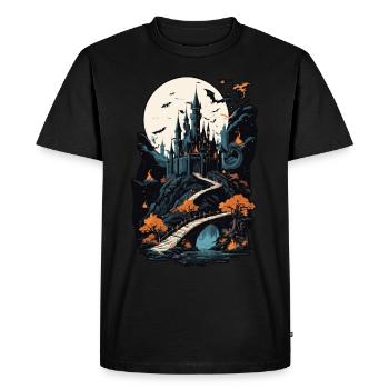 Château hanté effrayant Château hanté magique - T-shirt Premium bio Homme - noir - Devant - Nico (187cm)