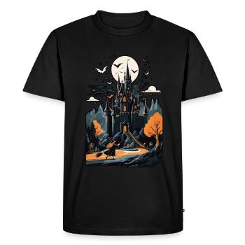 Château hanté effrayant Château hanté magique - T-shirt Premium bio Homme - noir - Devant - Nico (187cm)