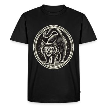 Scary Black Witch Cat Cute Halloween - Men's Premium Organic T-Shirt - black - Front - Nico (187cm)
