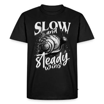 Entomologiste de l’escargot Des victoires lentes et régulières - T-shirt Premium bio Homme - noir - Devant - Nico (187cm)
