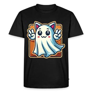 Cat Ears Ghost Kemonomimi Girl Costume Idea - Men's Premium Organic T-Shirt - black - Front - Nico (187cm)