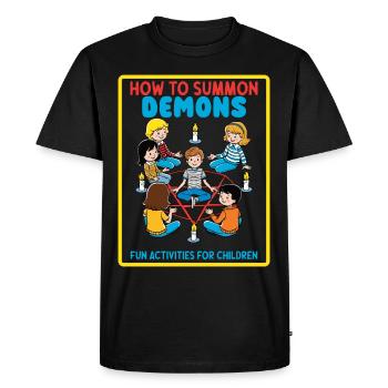 Rétro Cartoon Vintage Design comment invoquer des démons - T-shirt Premium bio Homme - noir - Devant - Nico (187cm)
