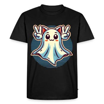 Cat Ears Ghost Kemonomimi Girl Halloween - Men's Premium Organic T-Shirt - black - Front - Nico (187cm)
