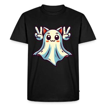 Oreilles de chat fantôme Kemonomimi fille Halloween - T-shirt Premium bio Homme - noir - Devant - Nico (187cm)