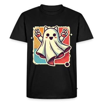 Oreilles de chat fantôme Kemonomimi fille Halloween - T-shirt Premium bio Homme - noir - Devant - Nico (187cm)