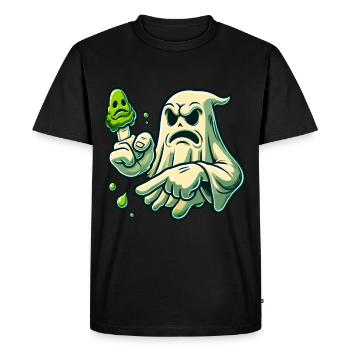 Funny Boobby Ghost Retro Cartoon Style Booger - Men's Premium Organic T-Shirt - black - Front - Nico (187cm)