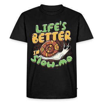 Entomologiste de l’escargot - T-shirt Premium bio Homme - noir - Devant - Nico (187cm)