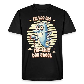 Funny Saying Design Grumpy Old Ghost - Men's Premium Organic T-Shirt - black - Front - Nico (187cm)
