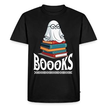 mignon amateur de livres fantôme drôle de dicton - T-shirt Premium bio Homme - noir - Devant - Nico (187cm)
