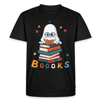 Mignon Drôle Livre Amoureux Fantôme - T-shirt Premium bio Homme - noir - Devant - Nico (187cm)