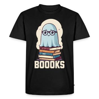 Mignon amateur de livres fantôme avec livre - T-shirt Premium bio Homme - noir - Devant - Nico (187cm)