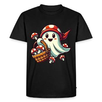cueilleur de champignons fantôme drôle Halloween design - T-shirt Premium bio Homme - noir - Devant - Nico (187cm)