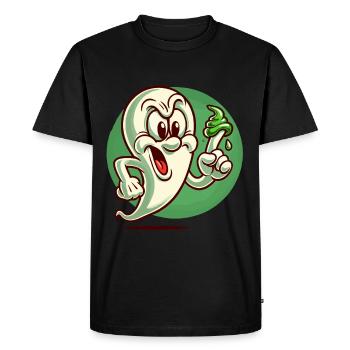 Funny Boobby Ghost Retro Cartoon Style Booger - Men's Premium Organic T-Shirt - black - Front - Nico (187cm)