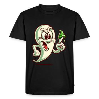 Funny Boobby Ghost Retro Cartoon Style Booger - Men's Premium Organic T-Shirt - black - Front - Nico (187cm)
