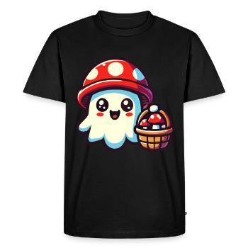 Cueilleur de champignons Ghost Ghost Mushroom Lover - T-shirt Premium bio Homme - noir - Devant - Nico (187cm)