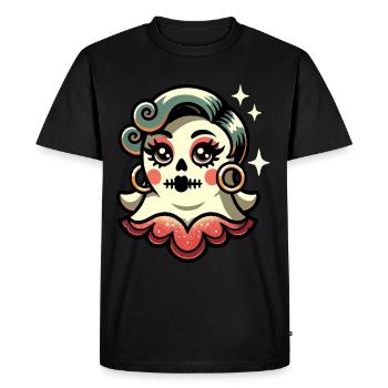 Drôle Glamour Ghoul Flashy Halloween Fille - T-shirt Premium bio Homme - noir - Devant - Nico (187cm)