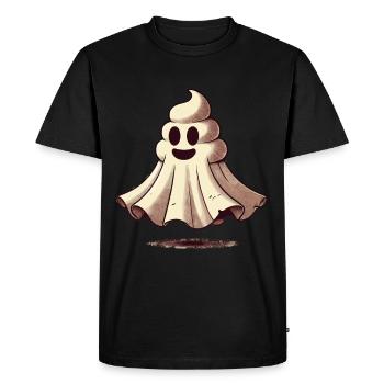 Drôle Caca Pile Ghost Bull Feuille Caca - T-shirt Premium bio Homme - noir - Devant - Nico (187cm)