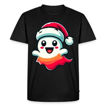 Cute Christmas Ghost Scary - Men's Premium Organic T-Shirt - black - Front - Nico (187cm)