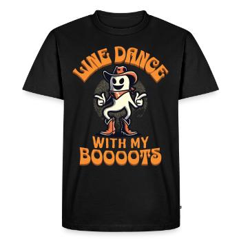 Cowboy With Boots Line Dance Ghost Vintage Retro - Men's Premium Organic T-Shirt - black - Front - Nico (187cm)