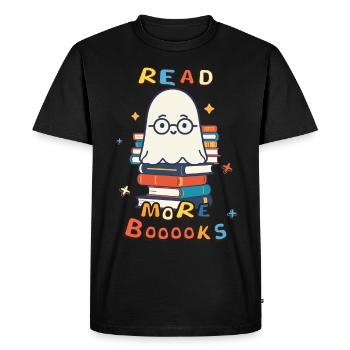 Mignon Amateur de Livres Fantôme Halloween - T-shirt Premium bio Homme - noir - Devant - Nico (187cm)