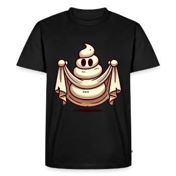 Drôle Caca Pile Ghost Bull Feuille Caca - T-shirt Premium bio Homme - noir - Devant - Nico (187cm)