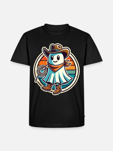 Cowboy Ghost Funny Halloween Design - Men's Premium Organic T-Shirt - black