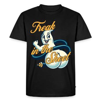 Freak In The Sheet Funny Ghost Design - Men's Premium Organic T-Shirt - black - Front - Nico (187cm)