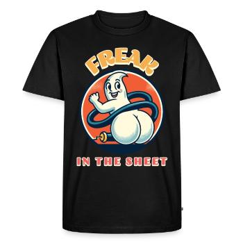 Freak In The Sheet Funny Ghost Design - Men's Premium Organic T-Shirt - black - Front - Nico (187cm)