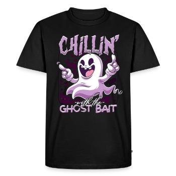 Geisterköder Halloween Chillin avec l’appât fantôme - T-shirt Premium bio Homme - noir - Devant - Nico (187cm)