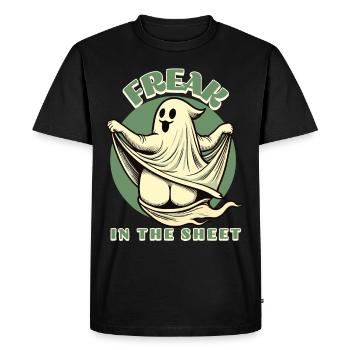 Freak dans la feuille Drôle Halloween fantôme - T-shirt Premium bio Homme - noir - Devant - Nico (187cm)