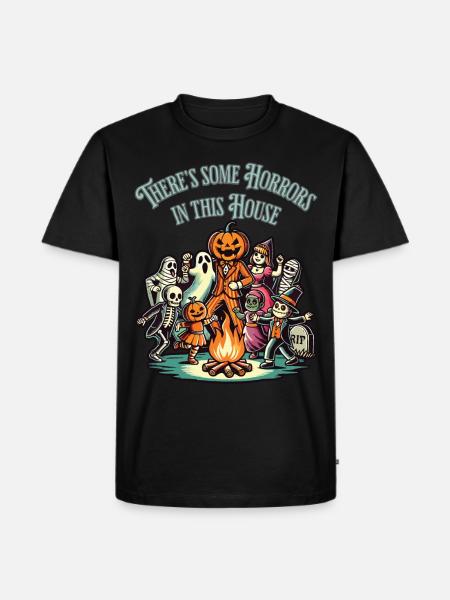 Il y a des horreurs drôles de dicton d’Halloween - T-shirt Premium bio Homme - noir