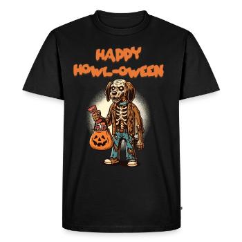 Happy Howl-oween Drôle Halloween Chien Dire - T-shirt Premium bio Homme - noir - Devant - Nico (187cm)