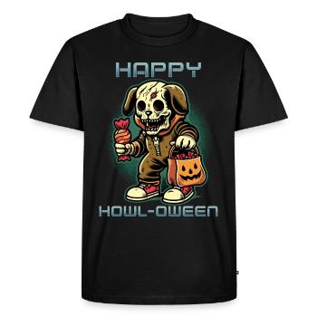 Happy Howl-o-ween Drôle Halloween Chien Dire - T-shirt Premium bio Homme - noir - Devant - Nico (187cm)