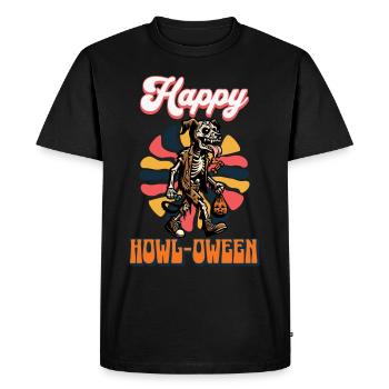 Happy Howl Oween Drôle Chien Halloween Dire - T-shirt Premium bio Homme - noir - Devant - Nico (187cm)