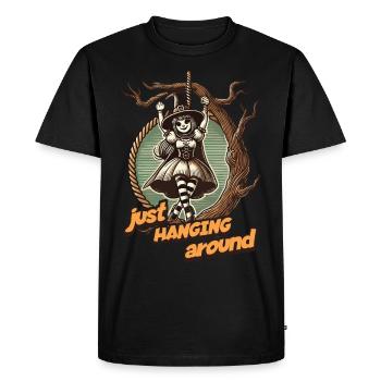 Drôle de dicton d’Halloween juste traîner - T-shirt Premium bio Homme - noir - Devant - Nico (187cm)