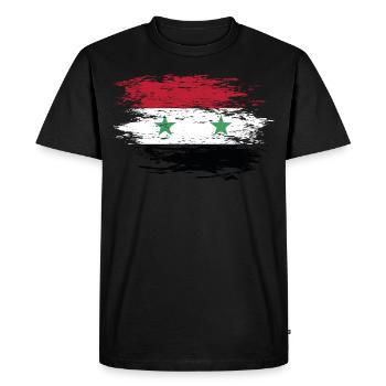Drapeau de la Syrie utilisé - T-shirt Premium bio Homme - noir - Devant - Nico (187cm)