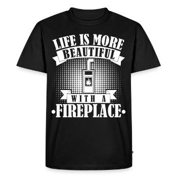 Fireplace Oven Joke Firewood - Men's Premium Organic T-Shirt - black - Front - Nico (187cm)