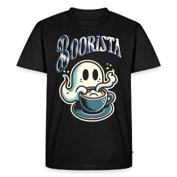 Boorista Café Drôle Disant Halloween - T-shirt Premium bio Homme - noir - Devant - Nico (187cm)