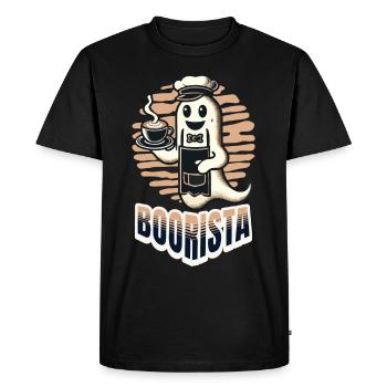 Boorista Café Drôle Disant Halloween - T-shirt Premium bio Homme - noir - Devant - Nico (187cm)