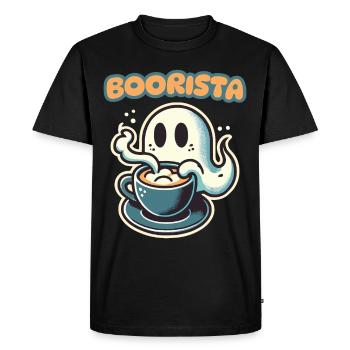 Boorista Café Drôle Disant Halloween - T-shirt Premium bio Homme - noir - Devant - Nico (187cm)