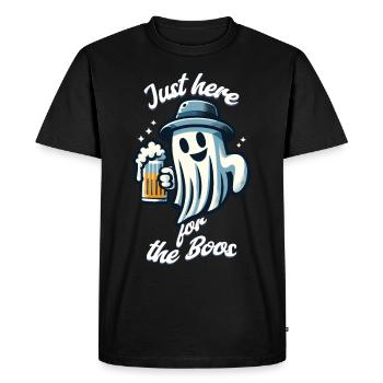 Drôle de fantôme d’Halloween ici pour l’alcool - T-shirt Premium bio Homme - noir - Devant - Nico (187cm)