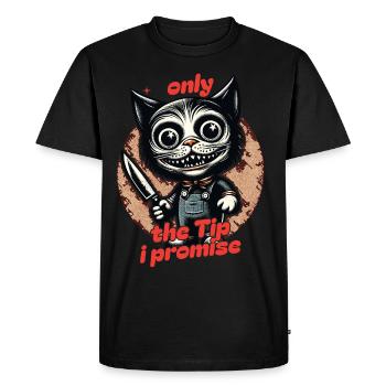 Drôle de chat ne disant que le pourboire Chat psycho - T-shirt Premium bio Homme - noir - Devant - Nico (187cm)