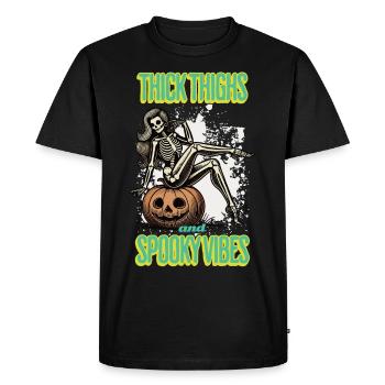 Cuisses épaisses et vibrations effrayantes Halloween Girls - T-shirt Premium bio Homme - noir - Devant - Nico (187cm)